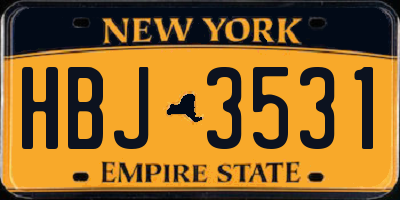 NY license plate HBJ3531