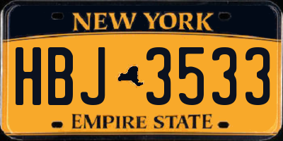 NY license plate HBJ3533