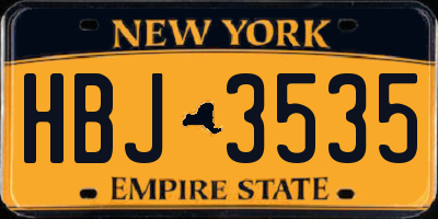 NY license plate HBJ3535
