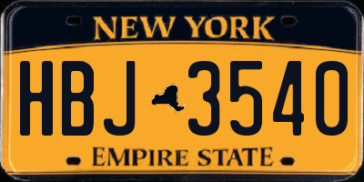 NY license plate HBJ3540