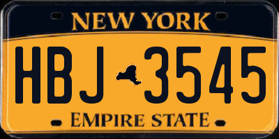NY license plate HBJ3545