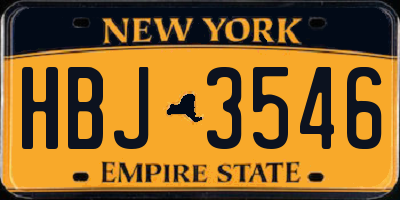 NY license plate HBJ3546