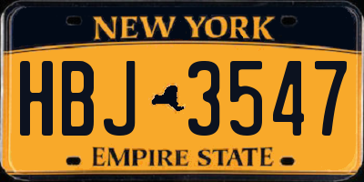 NY license plate HBJ3547
