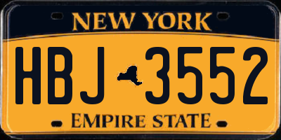 NY license plate HBJ3552