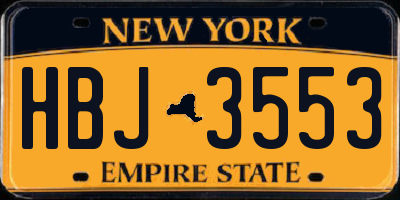 NY license plate HBJ3553