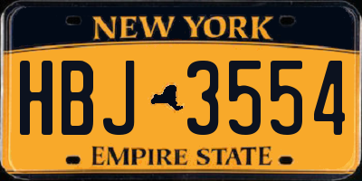 NY license plate HBJ3554