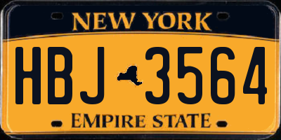 NY license plate HBJ3564