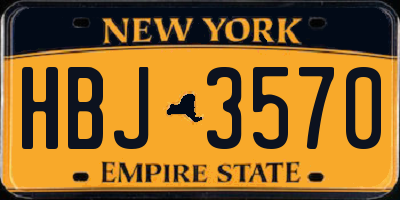 NY license plate HBJ3570