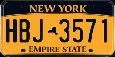 NY license plate HBJ3571