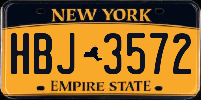 NY license plate HBJ3572