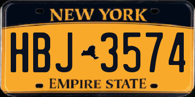 NY license plate HBJ3574