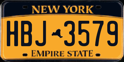 NY license plate HBJ3579