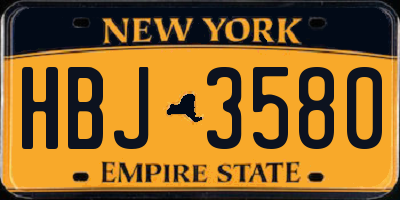 NY license plate HBJ3580