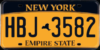 NY license plate HBJ3582
