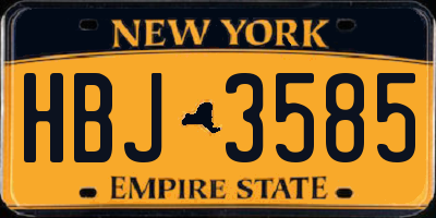 NY license plate HBJ3585