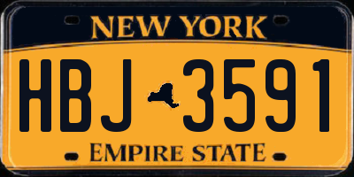 NY license plate HBJ3591