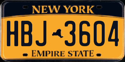 NY license plate HBJ3604
