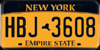 NY license plate HBJ3608