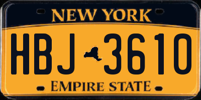 NY license plate HBJ3610