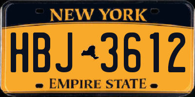 NY license plate HBJ3612