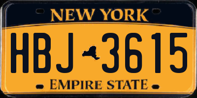 NY license plate HBJ3615