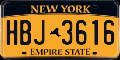NY license plate HBJ3616