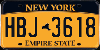 NY license plate HBJ3618