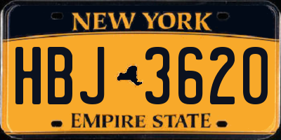 NY license plate HBJ3620