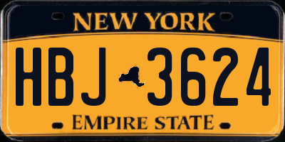 NY license plate HBJ3624