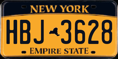 NY license plate HBJ3628