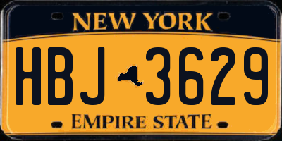 NY license plate HBJ3629