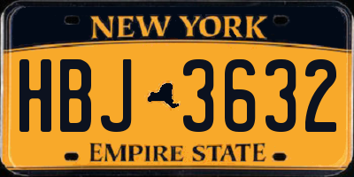 NY license plate HBJ3632