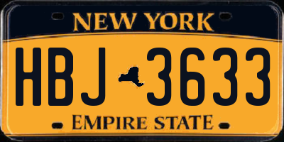 NY license plate HBJ3633