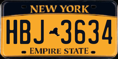 NY license plate HBJ3634
