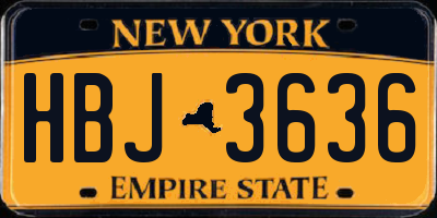 NY license plate HBJ3636