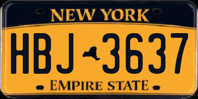 NY license plate HBJ3637