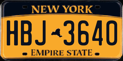 NY license plate HBJ3640