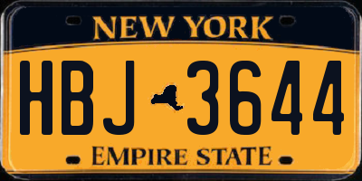 NY license plate HBJ3644