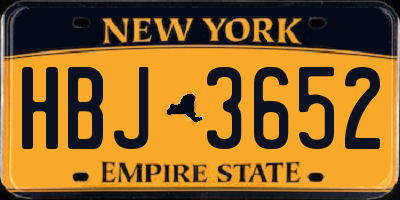 NY license plate HBJ3652