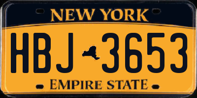 NY license plate HBJ3653