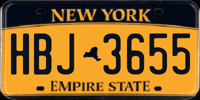 NY license plate HBJ3655