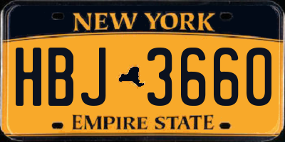 NY license plate HBJ3660