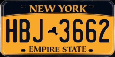 NY license plate HBJ3662