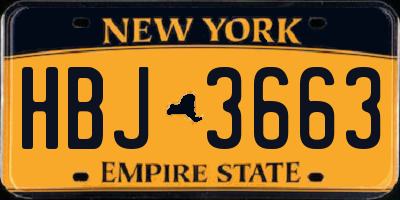 NY license plate HBJ3663