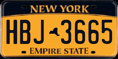 NY license plate HBJ3665