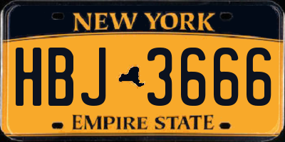 NY license plate HBJ3666