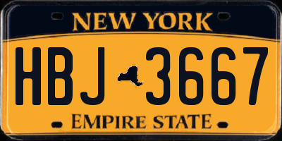 NY license plate HBJ3667