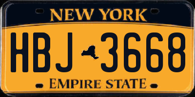NY license plate HBJ3668