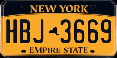 NY license plate HBJ3669