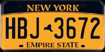 NY license plate HBJ3672